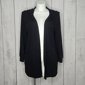 Torrid Active Open Front Black Hooded Cardigan With Pockets, sz 2